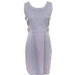 LL Bean Shift Dress Blue White Striped Size 14